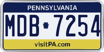 PA license plate MDB7254