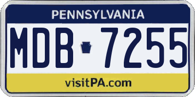 PA license plate MDB7255