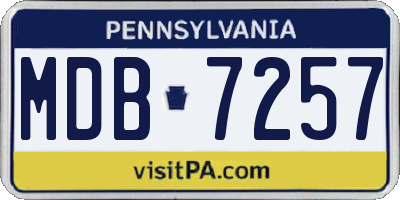PA license plate MDB7257