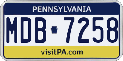 PA license plate MDB7258