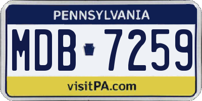 PA license plate MDB7259
