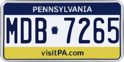 PA license plate MDB7265