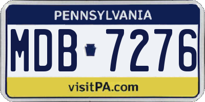 PA license plate MDB7276