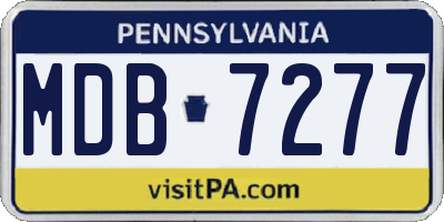 PA license plate MDB7277