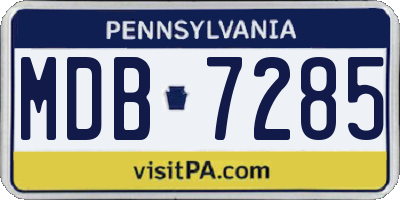 PA license plate MDB7285