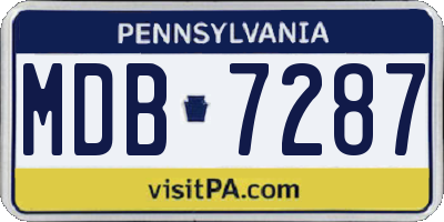 PA license plate MDB7287