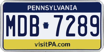 PA license plate MDB7289