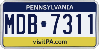 PA license plate MDB7311