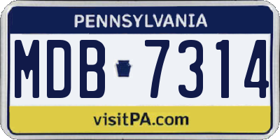PA license plate MDB7314