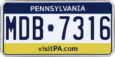 PA license plate MDB7316