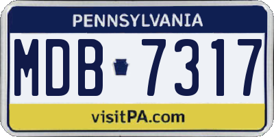 PA license plate MDB7317