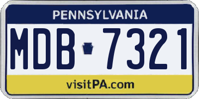 PA license plate MDB7321