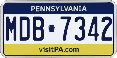 PA license plate MDB7342