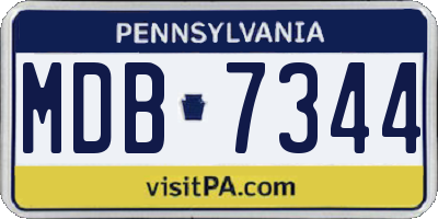 PA license plate MDB7344