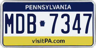 PA license plate MDB7347