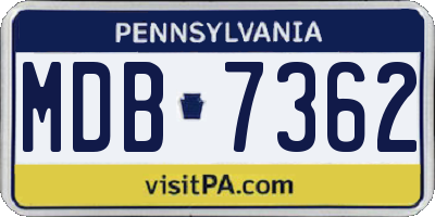 PA license plate MDB7362