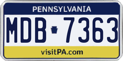 PA license plate MDB7363