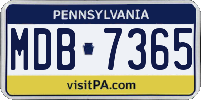 PA license plate MDB7365