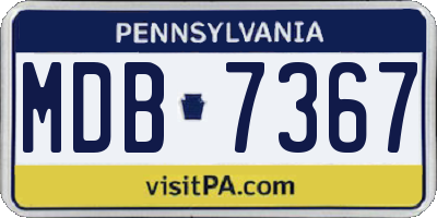PA license plate MDB7367