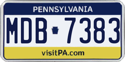 PA license plate MDB7383