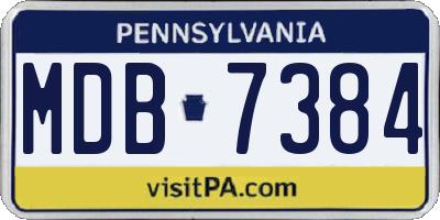 PA license plate MDB7384