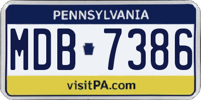 PA license plate MDB7386