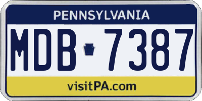 PA license plate MDB7387