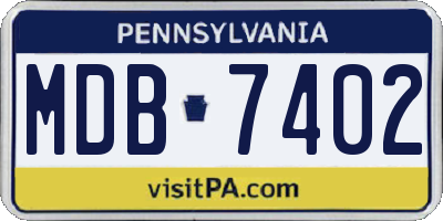 PA license plate MDB7402