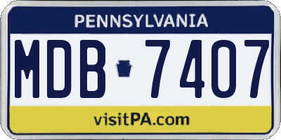 PA license plate MDB7407