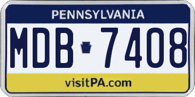 PA license plate MDB7408