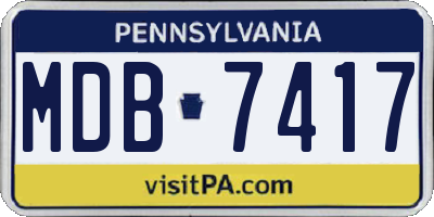 PA license plate MDB7417