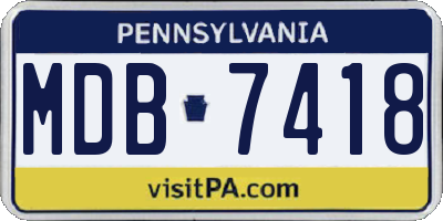 PA license plate MDB7418