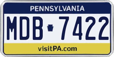 PA license plate MDB7422