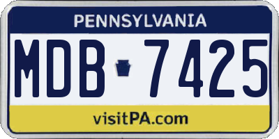 PA license plate MDB7425