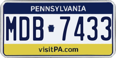 PA license plate MDB7433