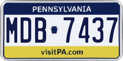 PA license plate MDB7437