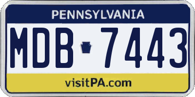 PA license plate MDB7443