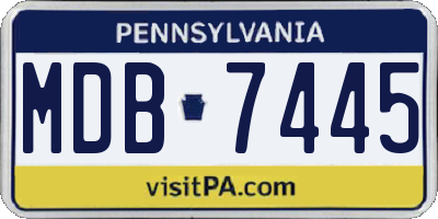 PA license plate MDB7445