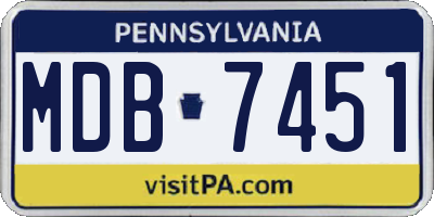 PA license plate MDB7451
