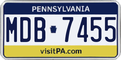 PA license plate MDB7455