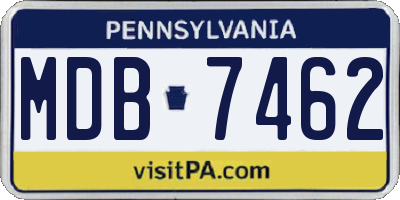 PA license plate MDB7462