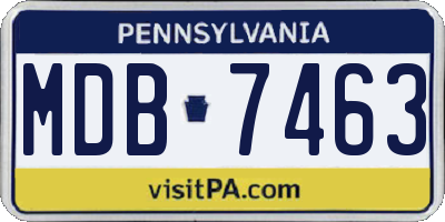 PA license plate MDB7463
