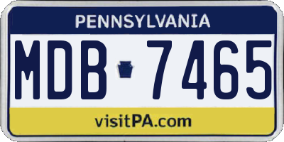 PA license plate MDB7465