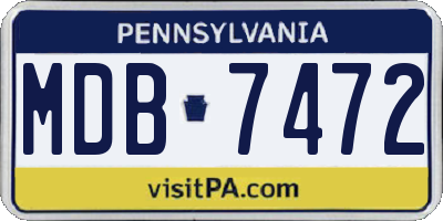 PA license plate MDB7472