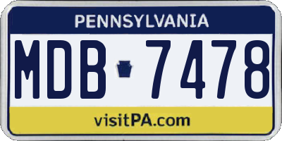 PA license plate MDB7478