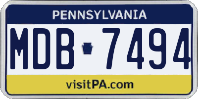 PA license plate MDB7494