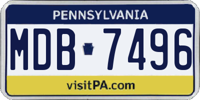 PA license plate MDB7496