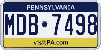 PA license plate MDB7498