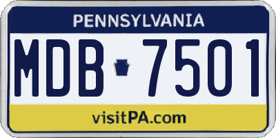 PA license plate MDB7501