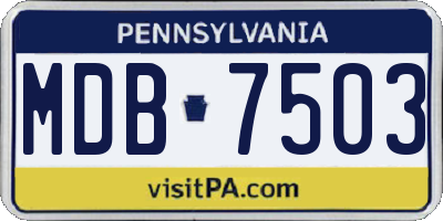PA license plate MDB7503